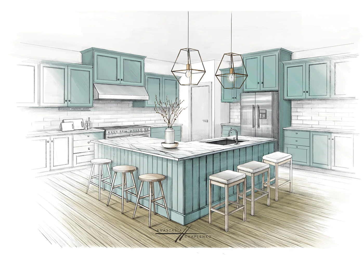 Kitchen design sketch